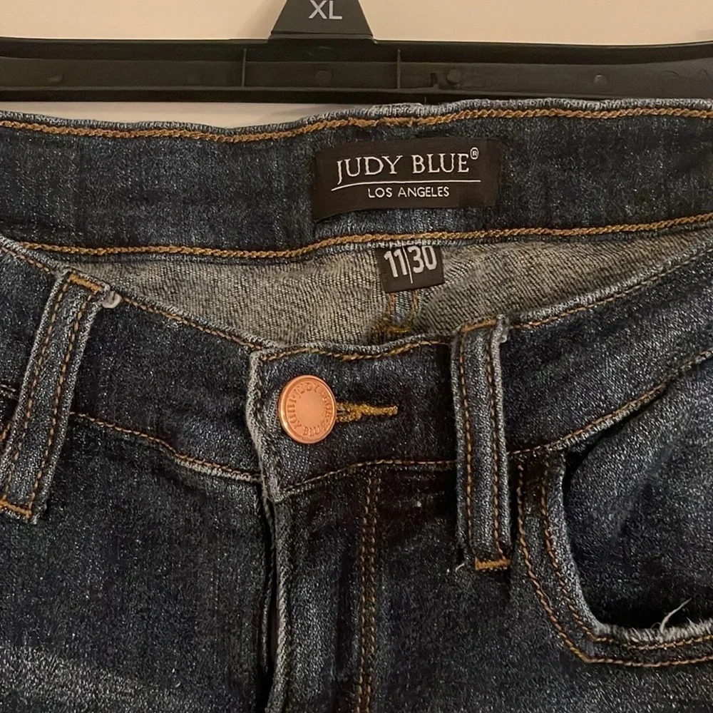 Judy Blue Womens Distressed Skinny Jeans Size XL 11/30 Dark Wash Cotton & Spande